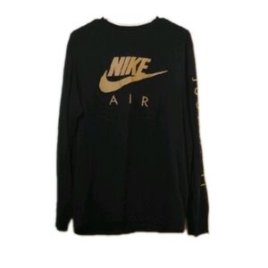 Nike Air Reflective Long Sleeve T-shirt Black/ Metallic Gold Men's Large